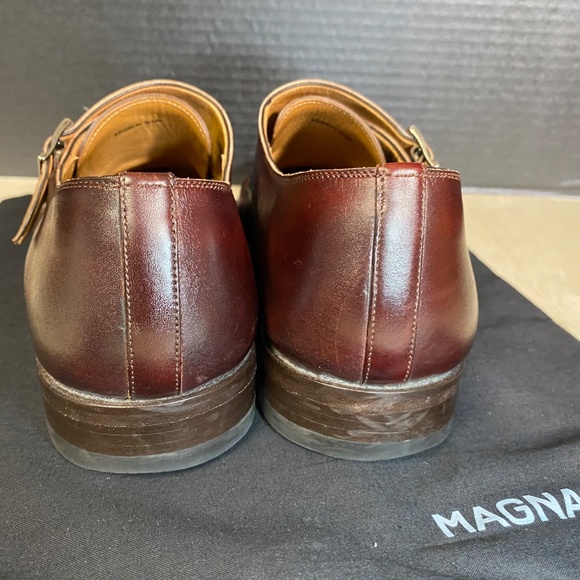 Magnanni Size 9 Silvio Red Brown Leather Double Monk Strap With Travel Bag - Picture 11 of 12